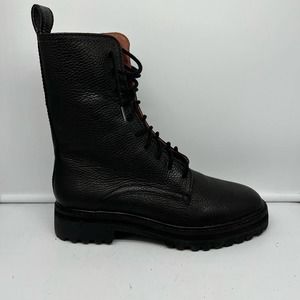 REFORMATION Boots Womens 7.5 Katya Combat Black Tumbled Leather
